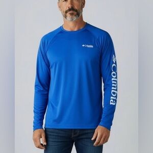 Columbia PFG terminal tackle men’s long sleeve Shirt fishing blue size small